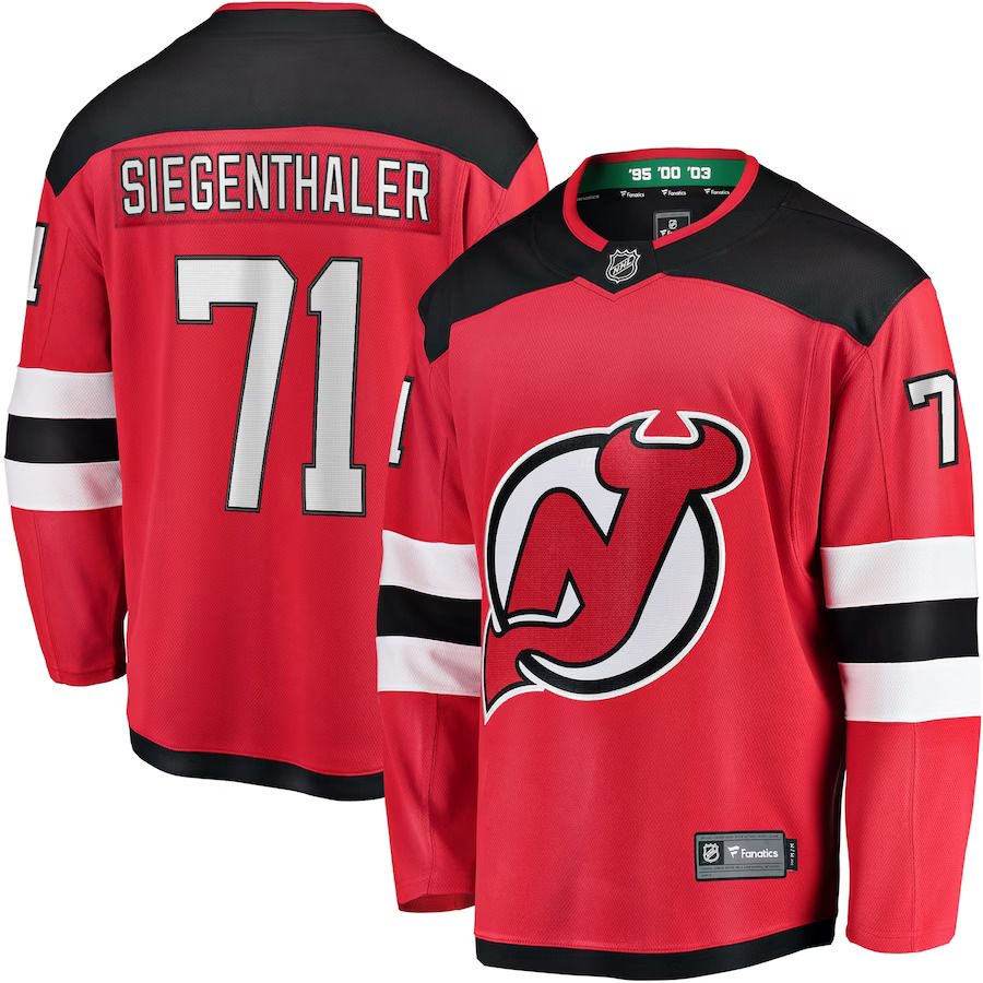 Men New Jersey Devils #71 Jonas Siegenthaler Fanatics Branded Red Home Breakaway Player NHL Jersey